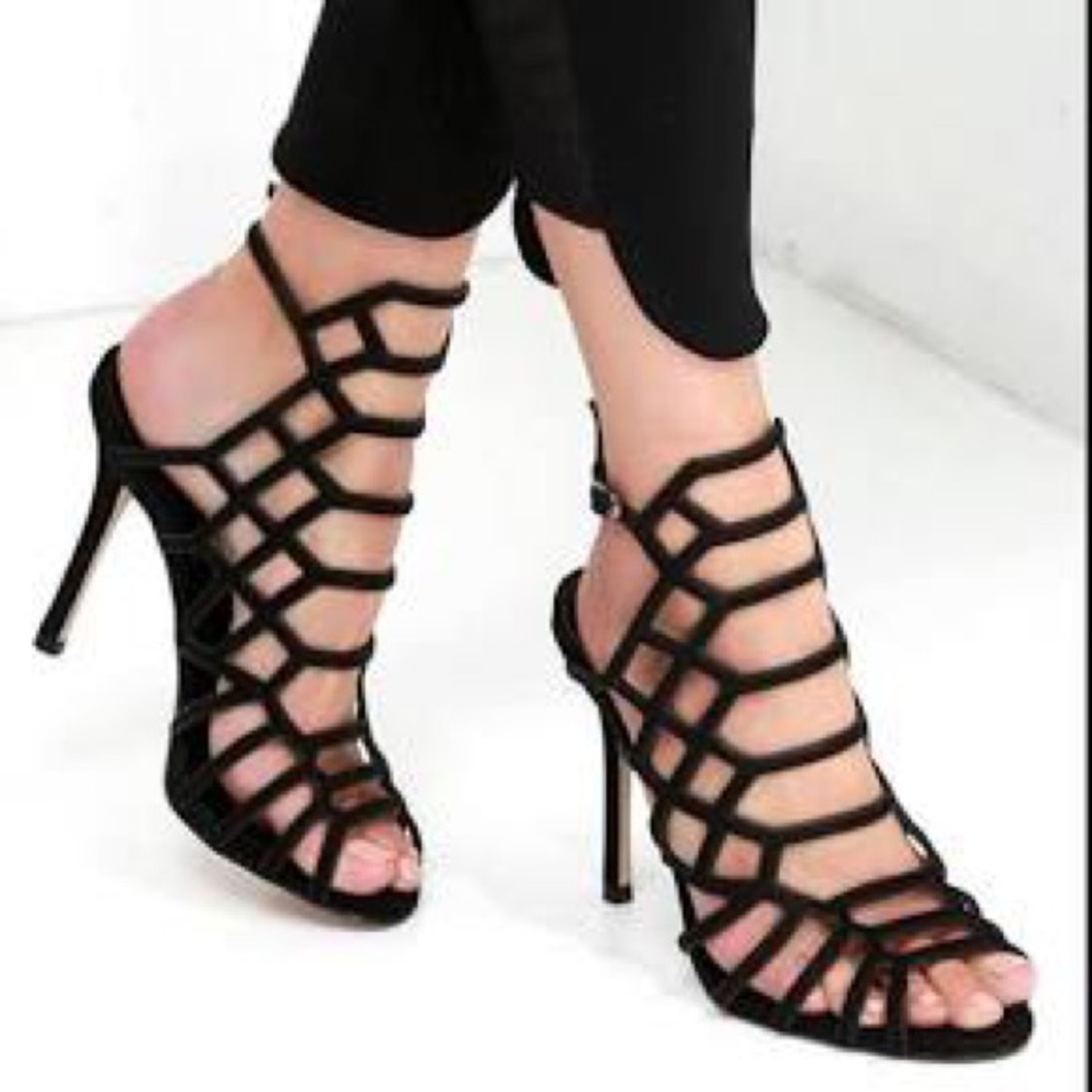 Steve Madden Black Caged Heels